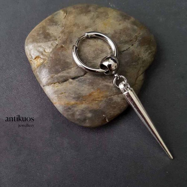 Long spike hoop earring, with small hoop