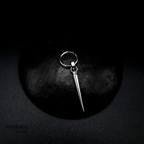 Raw Spike earring, large metal spike, nut and small stainless steel hoop