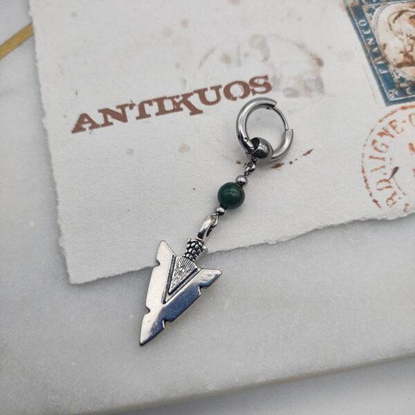 green silver arrow earring