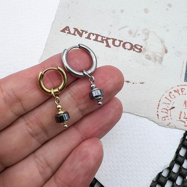 small. hematite earring